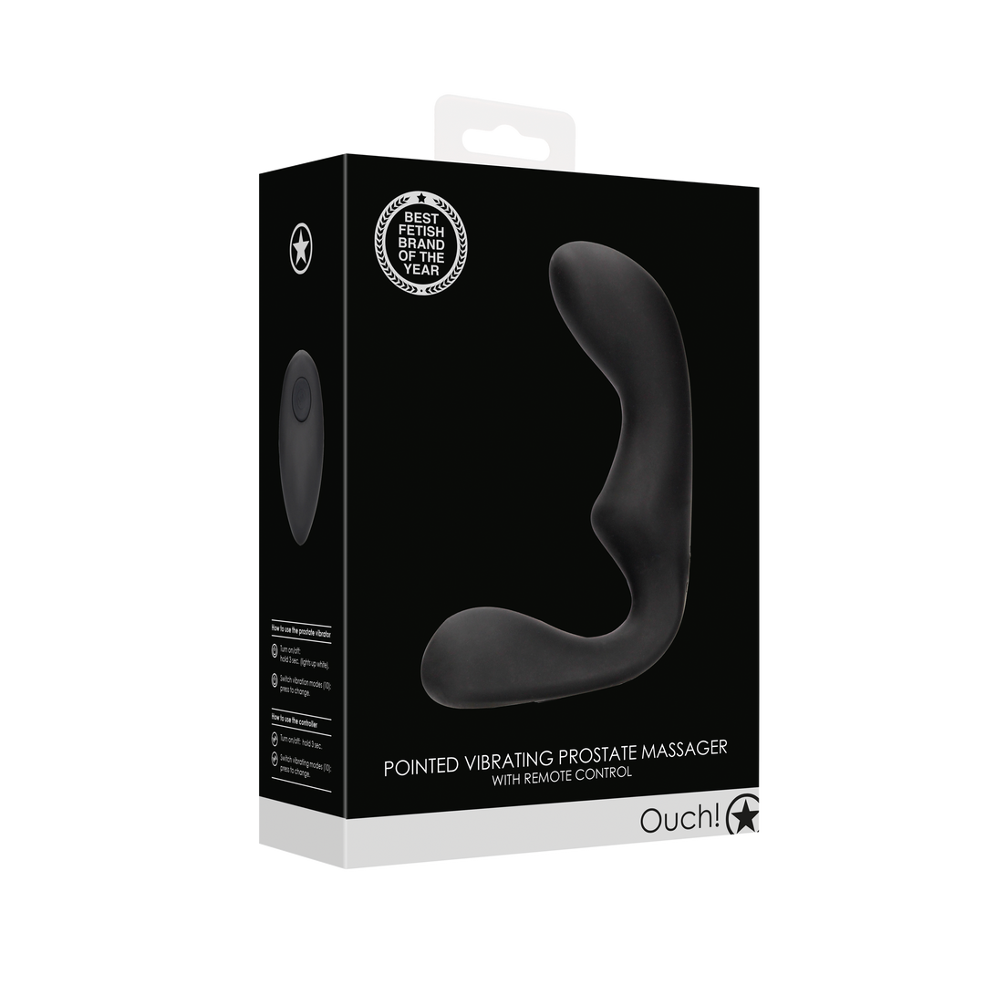 Pointed Vibrating Prostate Massager with Remote Control - Black