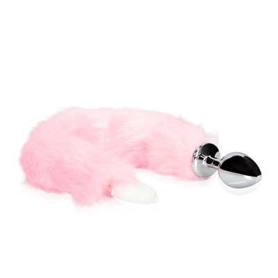 Light-up Fox Tail with Metal Butt Plug - Pink