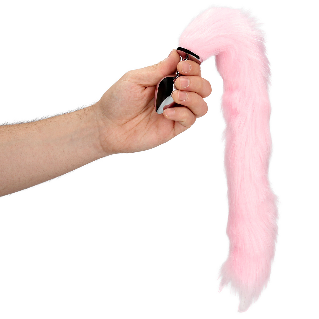 Light-up Fox Tail with Metal Butt Plug - Pink