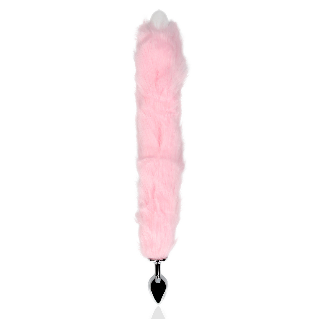 Light-up Fox Tail with Metal Butt Plug - Pink