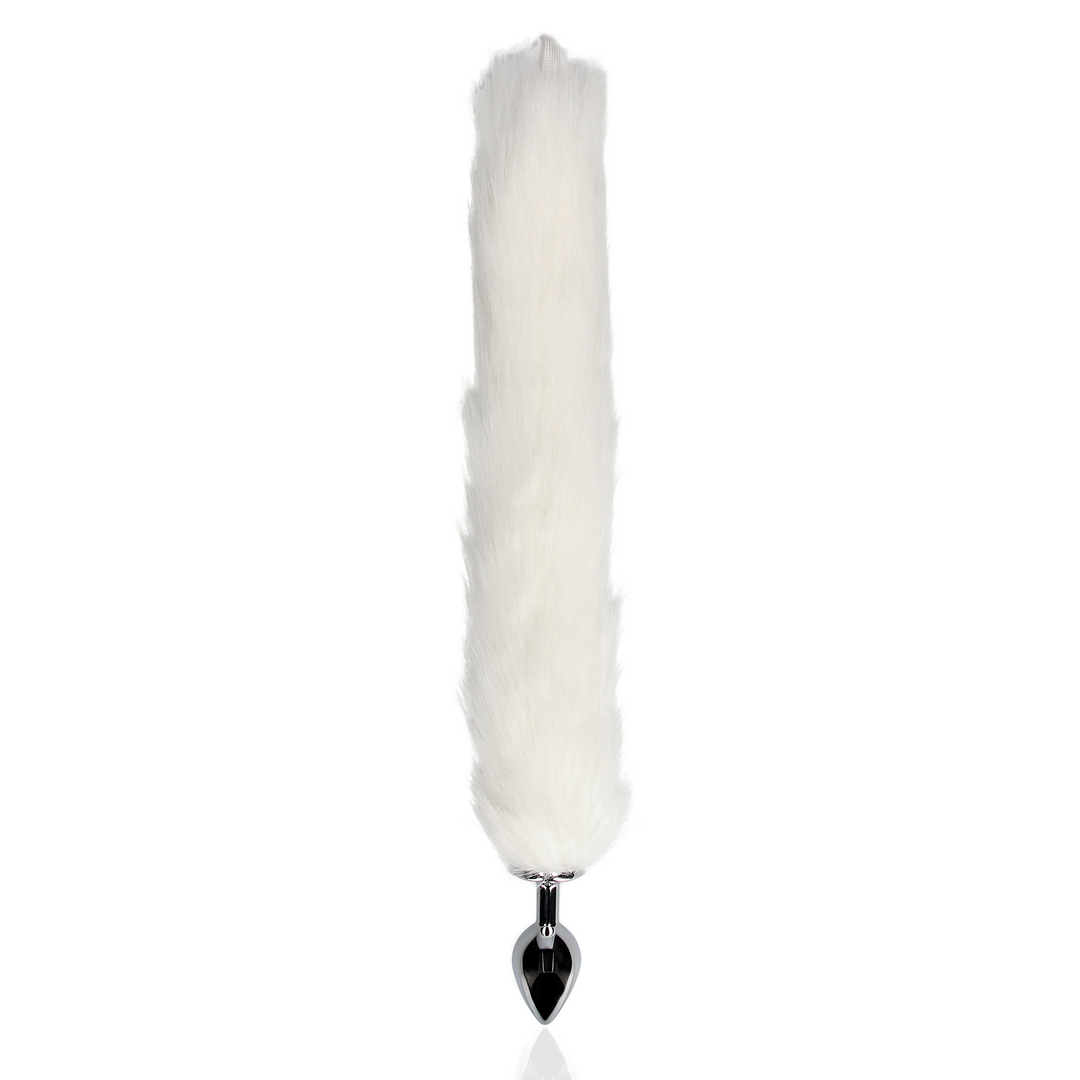 Light-up Fox Tail with Metal Butt Plug - White