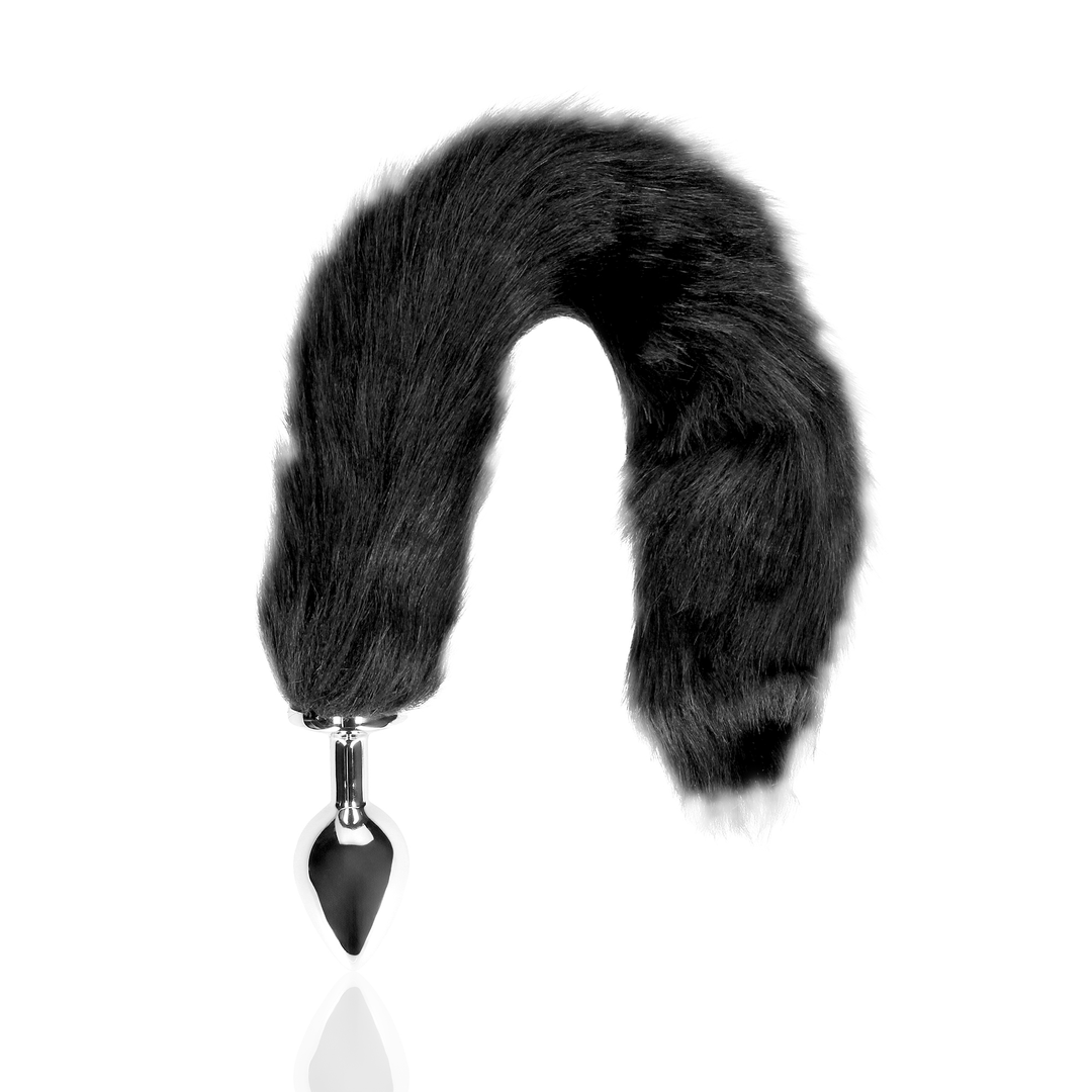 Fox Tail with Metal Butt Plug - Black