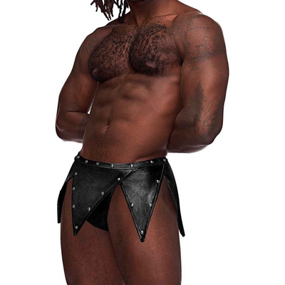 Eros - Gladiator Kilt Design mit einem befestigten Thong - L/XL - Schwarz