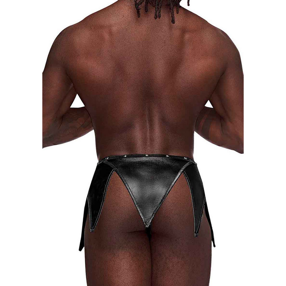 Eros - Gladiator Kilt Design mit einem befestigten Thong - L/XL - Schwarz