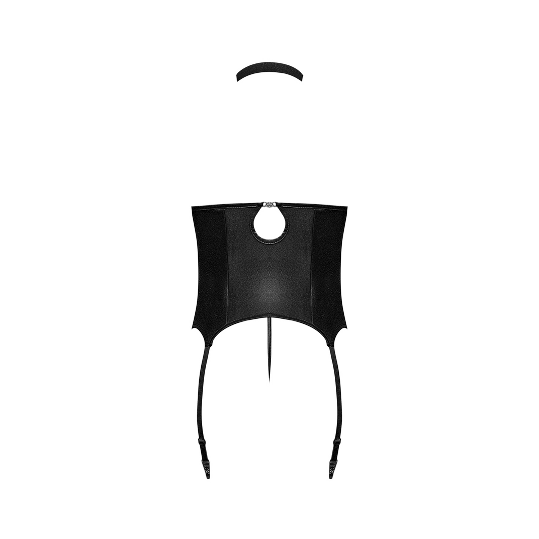 Mistress - Sexy Imitation Leather Corset and G-String with Studs - 2X