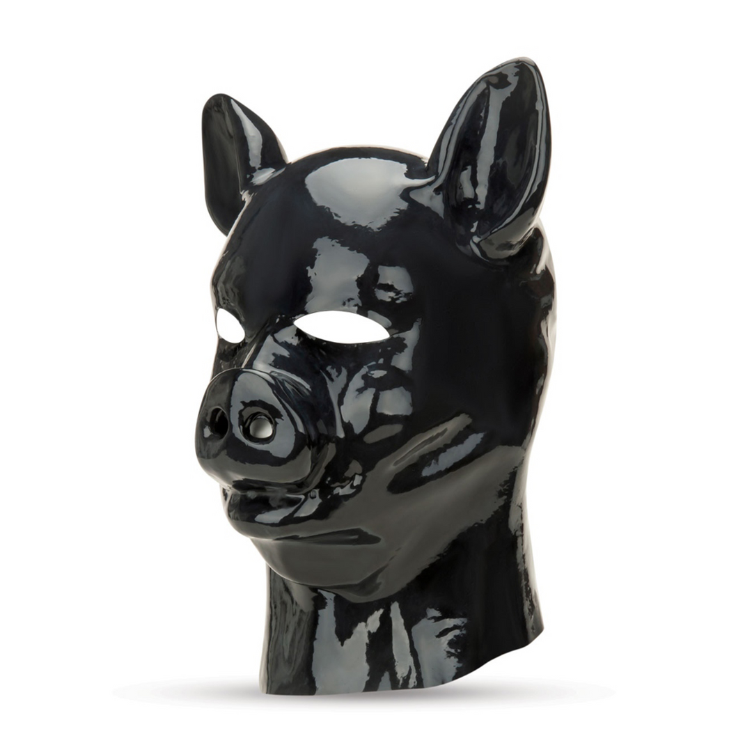 Latex Pig Hood - Black