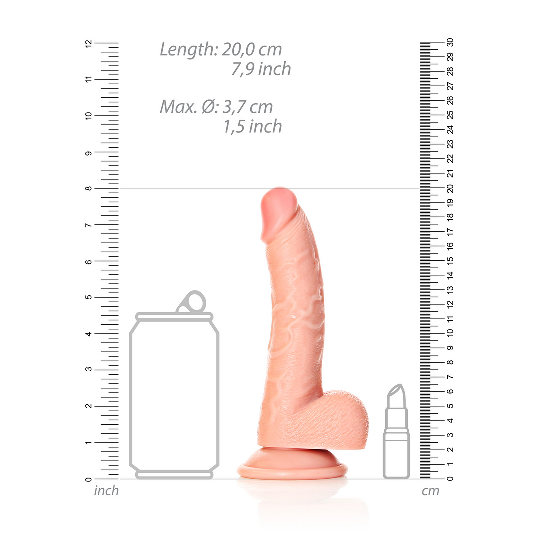 Curved Realistic Dildo with Balls and Suction Cup - 7 / 18 cm