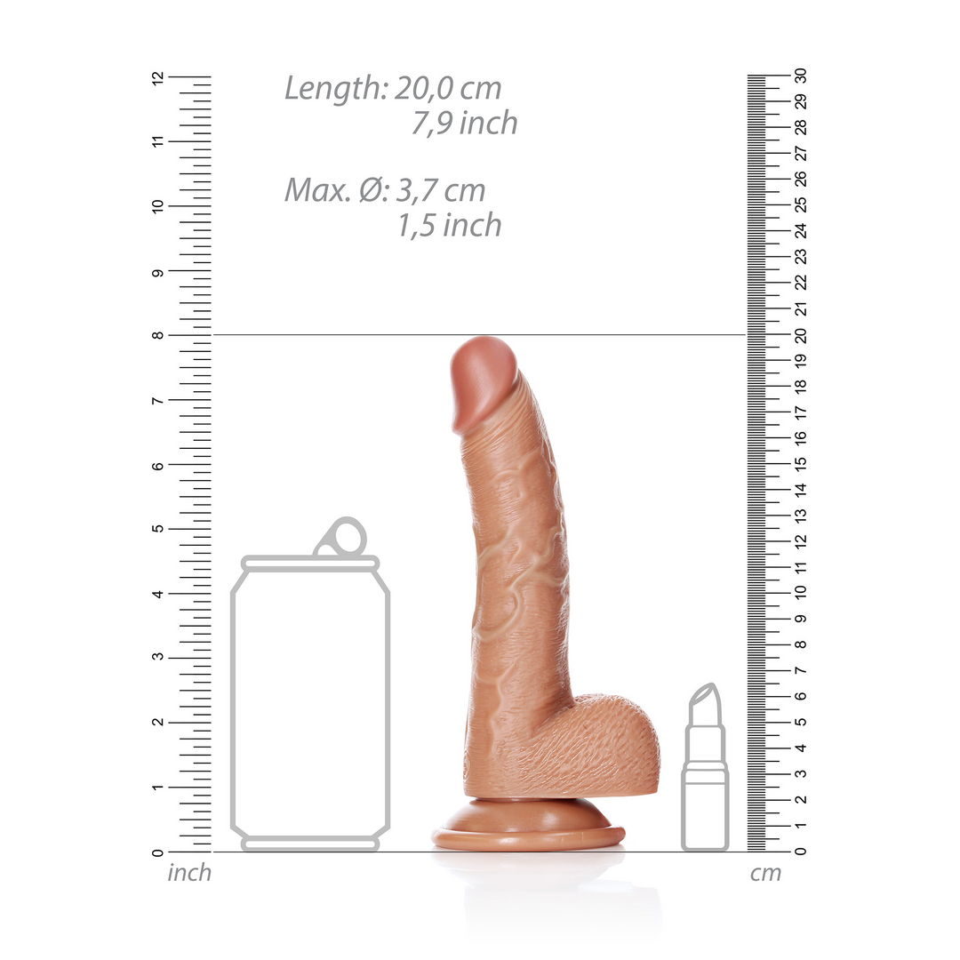 Curved Realistic Dildo with Balls and Suction Cup - 7 / 18 cm