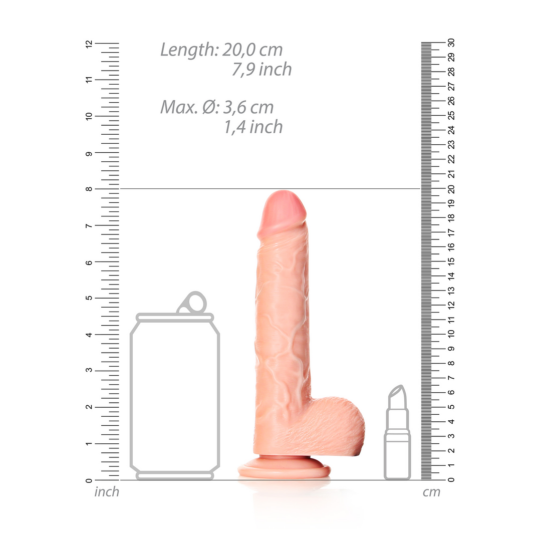 Straight Realistic Dildo with Balls and Suction Cup - 7 / 18 cm