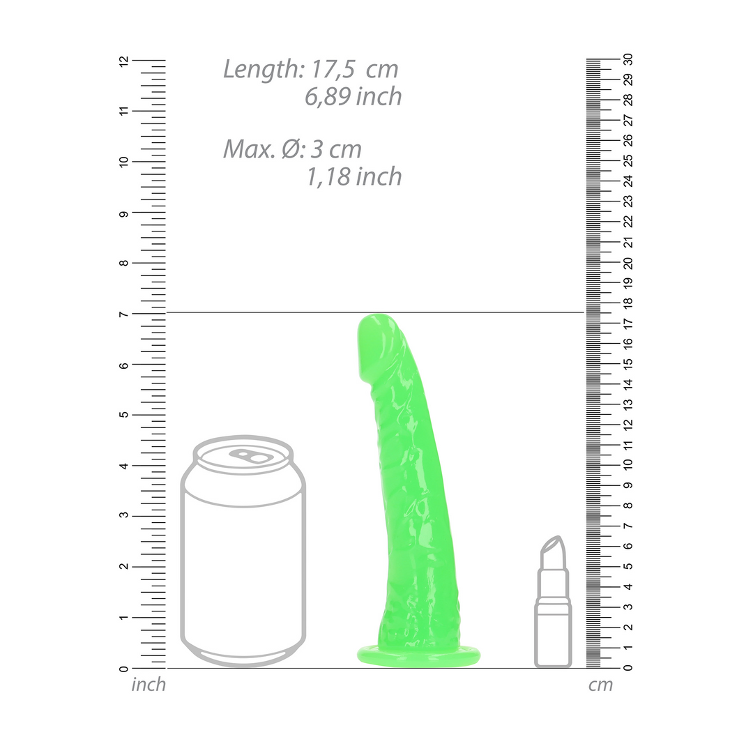 Slim realistischer Dildo mit Saugfuß - Leuchtet im Dunkeln - 6'' / 15,5 cm