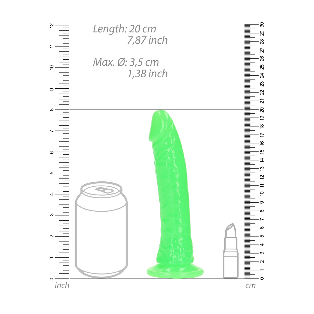 Schlanker realistischer Dildo mit Saugnapf - Leuchtet im Dunkeln - 7'' / 18 cm