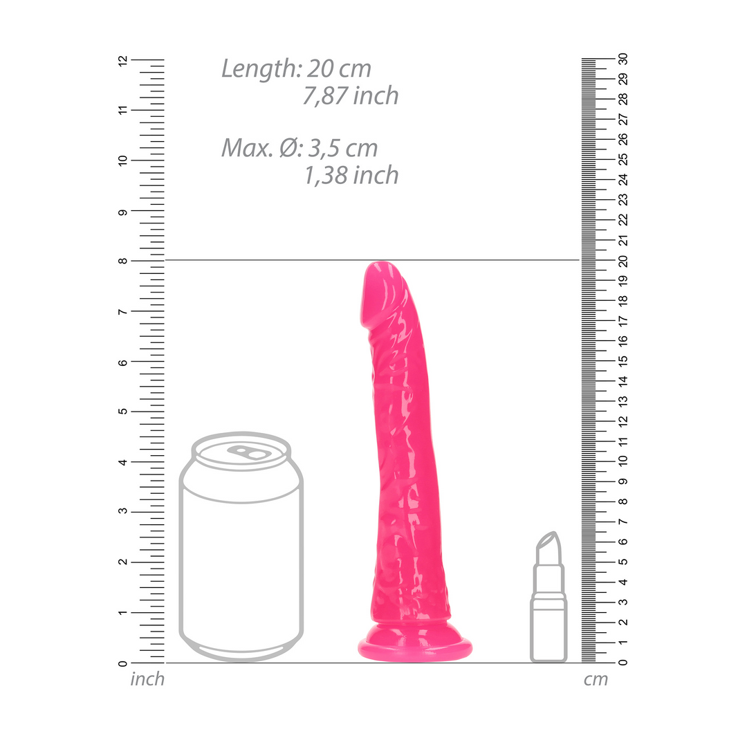 Schlanker realistischer Dildo mit Saugnapf - Leuchtet im Dunkeln - 7'' / 18 cm