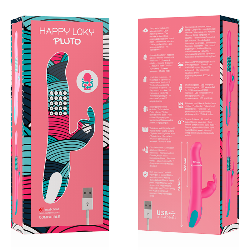 HAPPY LOKY - PLUTO RABBIT-VIBRATOR & ROTATOR + WATCHME-FERNBEDIENUNG