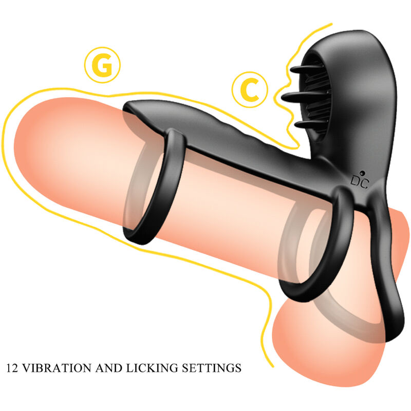 Pretty Love – Jammy Penis-Hülle 12 Vibrationen mit Wiederaufladbarer Silikon-Zunge