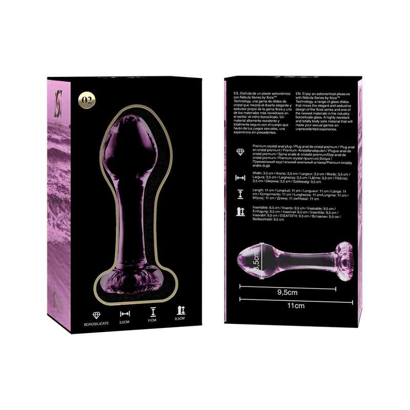 NEBULA SERIES BY IBIZA - MODELL 2 ANALPLUG BOROSILIKATGLAS ROSA 11 CM -O- 3.5 CM