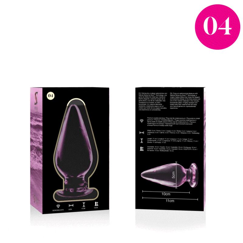 NEBULA SERIES BY IBIZA - MODELL 4 ANALPLUG BOROSILIKATGLAS ROSA 11 CM -O- 5 CM