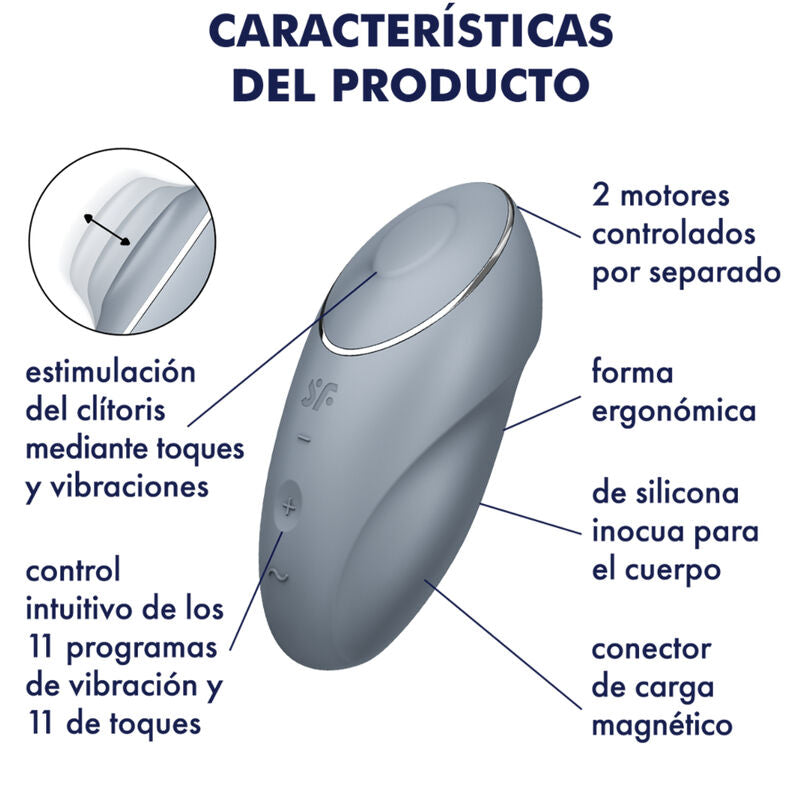 SATISFYER - TAP & CLIMAX 1 AUFLEGVIBRATOR GRAU