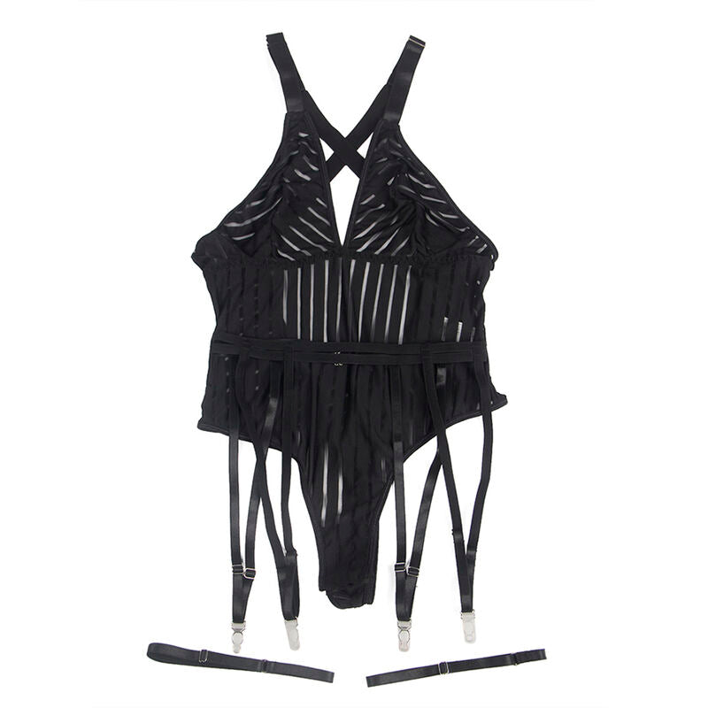 SUBBLIME - 954147 BODY MIT STRUMPFGÜRTEL SCHWARZ S/M