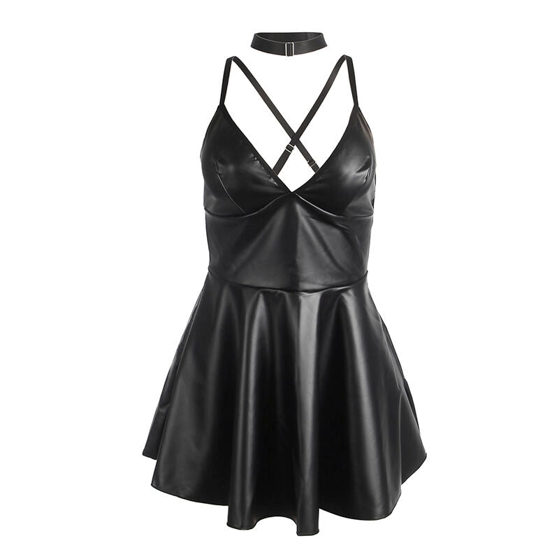 SUBBLIME - 955380 KLEID MIT SCHWARZEN LEDERTRÄGERN L/XL