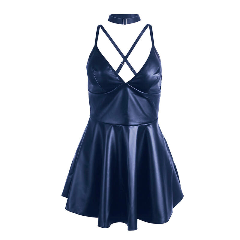 SUBBLIME - 955410 KLEID MIT BLAUEN LEDERTRÄGERN S/M