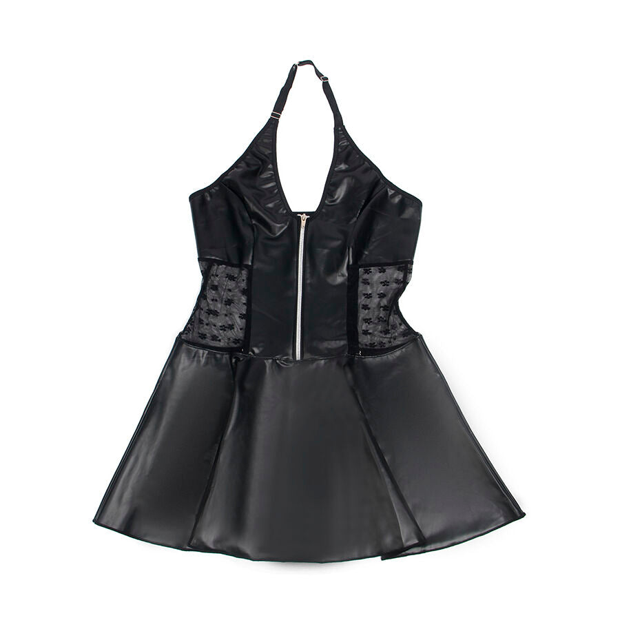 SUBBLIME - 957711 LEDERKLEID MIT SPITZENREISSVERSCHLUSS SCHWARZ L/XL