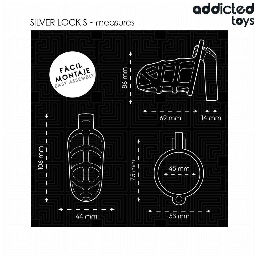 ADDICTED TOYS LOCKED - SILBERNER PENISKÄFIG AUS METALL, GRÖSSE S