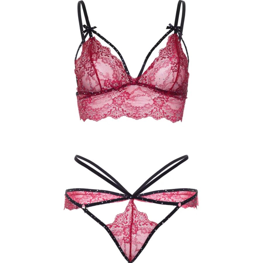 LEG AVENUE - 81623 BH + STRING-SET, BURGUNDERROT, GRÖSSE L