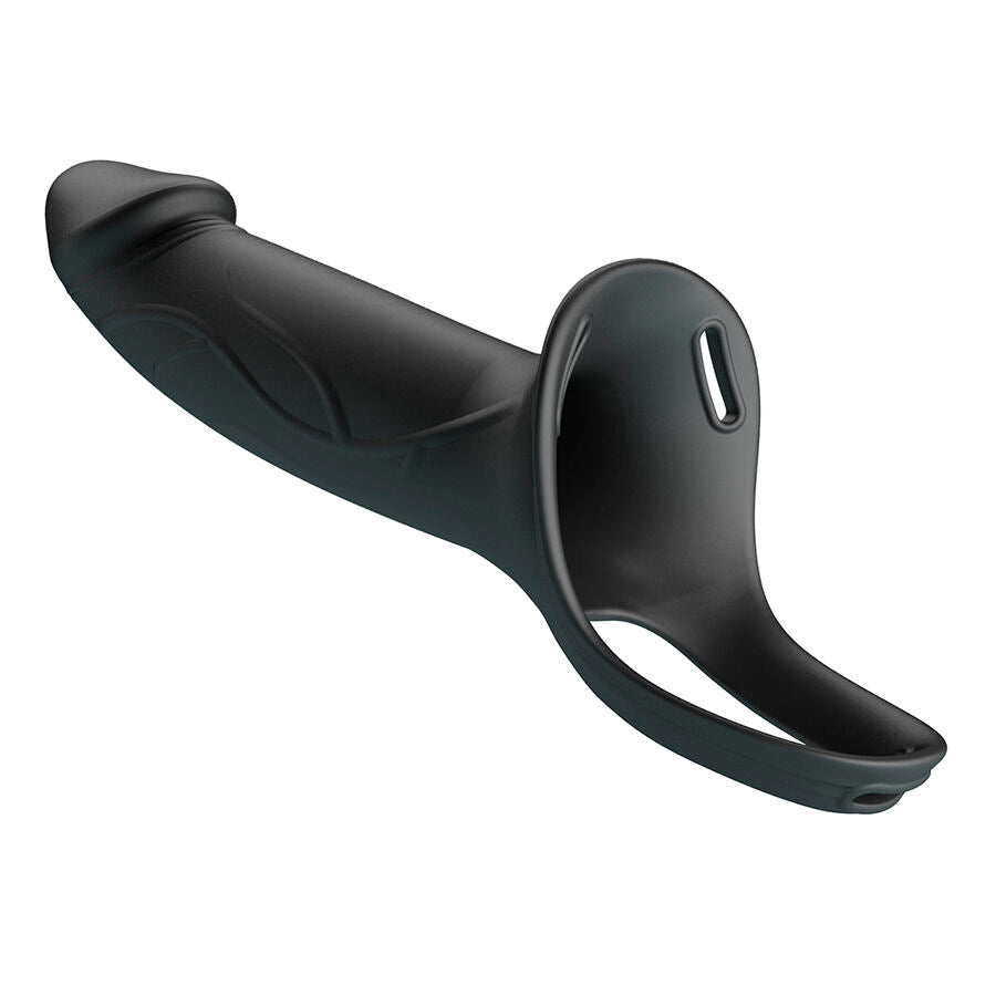 PRETTY LOVE - LANDON BLACK VIBRATING STRAP-ON