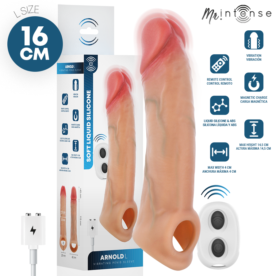MR INTENSE - ARNOLD L ULTRA-REALISTISCHER VIBRIERENDER PENISSÄULE MIT FERNBEDIENUNG 16 CM -Ø- 4,5 CM