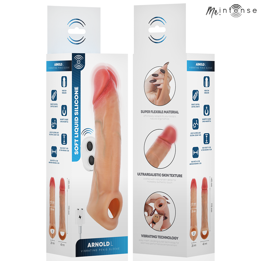 MR INTENSE - ARNOLD L ULTRA-REALISTISCHER VIBRIERENDER PENISSÄULE MIT FERNBEDIENUNG 16 CM -Ø- 4,5 CM
