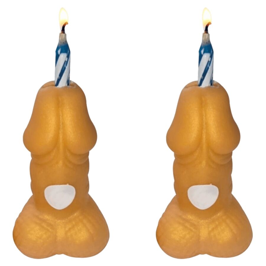 Diablo Picante – Goldene Penis-Geburtstagskerzen mit Zahlen, 2 Stück