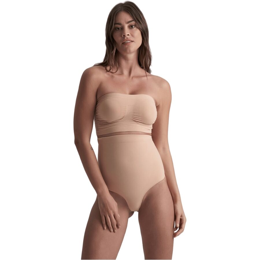BYE-BRA - TANGA DE TALLE ALTO SIN COSTURAS BEIGE TALLA XL