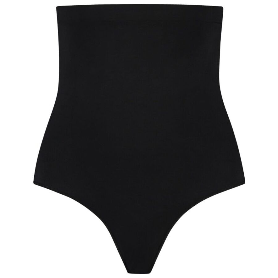 BYE-BRA - TANGA DE TALLE ALTO SIN COSTURAS NEGRO TALLA S