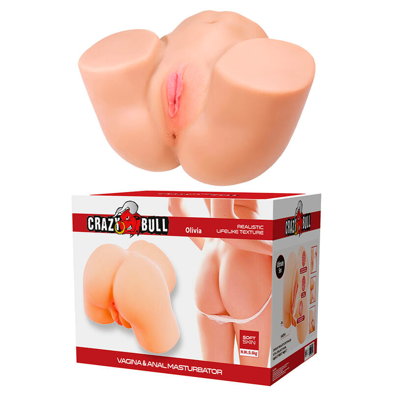 CRAZY BULL - OLIVIA  DOPPELTER VAGINAL- UND ANALVIBRATIONSMASTURBATOR FLESH