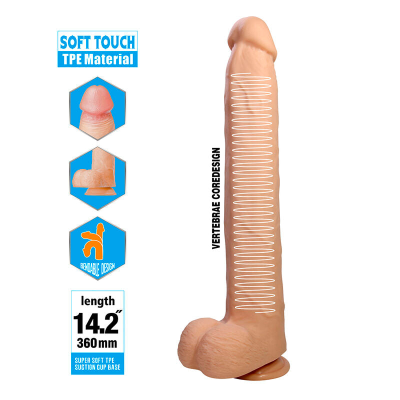 PRETTY LOVE - DANY FLEXIBLER REALISTISCHER DILDO MIT SAUGNAPF 36 CM -Ø- 5,6 CM