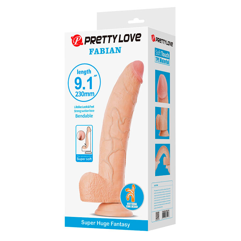 PRETTY LOVE - FABIAN FLEXIBLER DILDO MIT SAUGKAPSEL FLEISCH