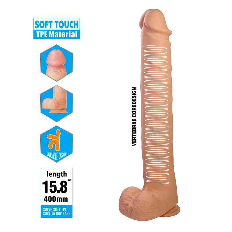 PRETTY LOVE - PAT FLEXIBLER REALISTISCHER DILDO MIT SAUGNAPF 40 CM -Ø- 6 CM