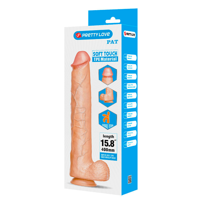 PRETTY LOVE - PAT FLEXIBLER REALISTISCHER DILDO MIT SAUGNAPF 40 CM -Ø- 6 CM