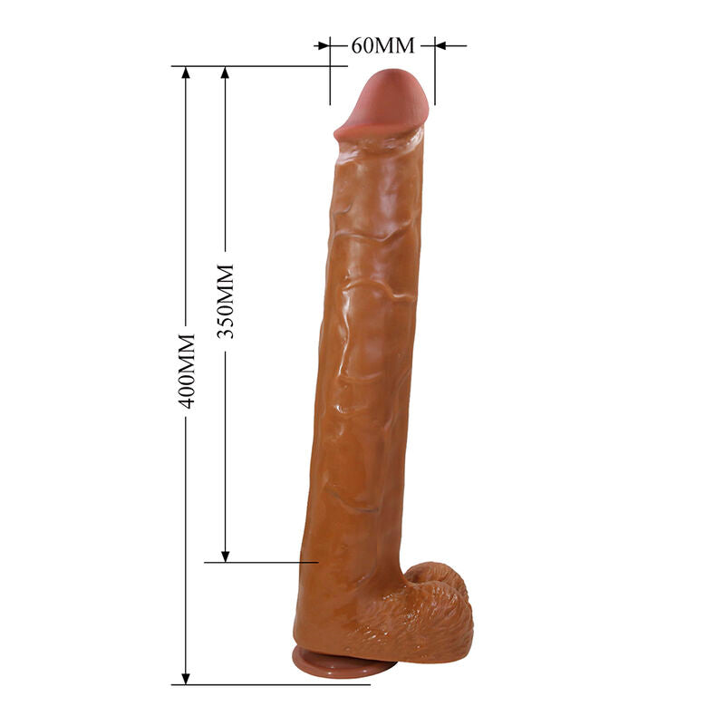 PRETTY LOVE - PAT REALISTISCHER FLEXIBLER DILDO MIT SAUGNAPF 40 CM -Ø- 6 CM BRAUN