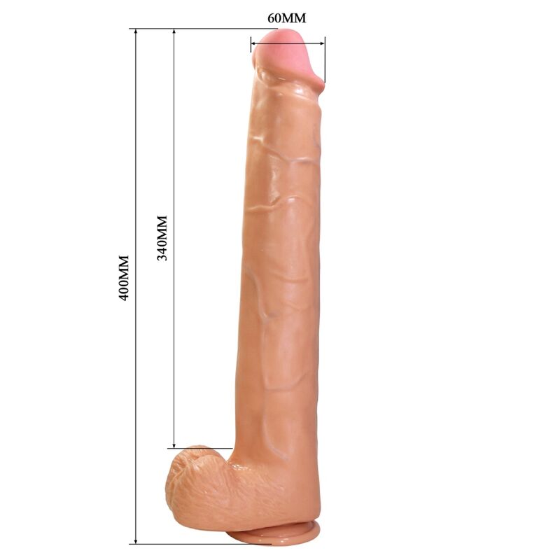 PRETTY LOVE - RAEL FLEXIBLER REALISTISCHER DILDO MIT SAUGNAPF 40 CM -Ø- 6 CM BRAUN