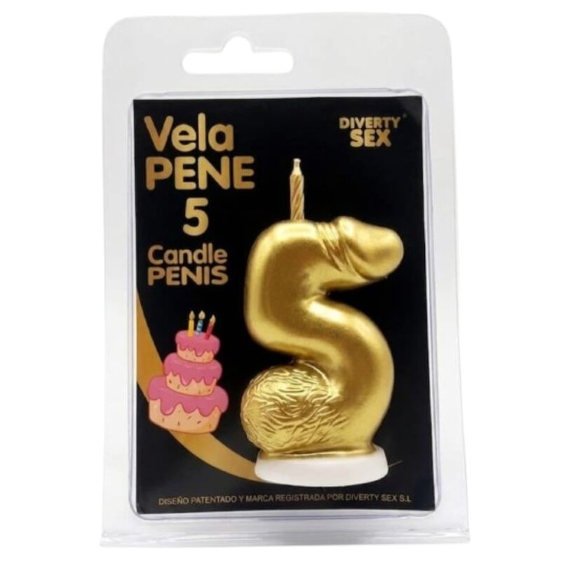 DIABLO PICANTE – PENISKERZE IN FORM DER ZAHL 5, GOLDFARBE