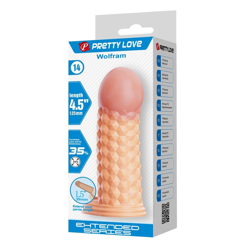 PRETTY LOVE - WOLFRAM PENISVERLÄNGERUNGSHÜLLE 11,5 CM Ø 3,8 CM NATÜRLICH