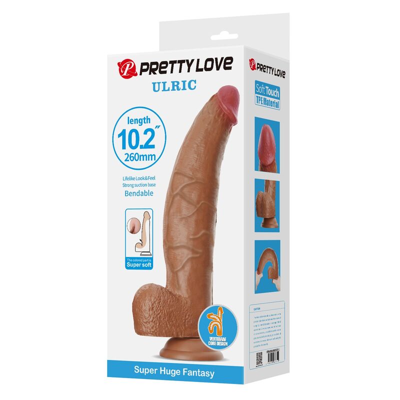 PRETTY LOVE - ULRIC REALISTISCHER FLEXIBLER DILDO 26 CM Ø 5,5 CM TPE BRAUN