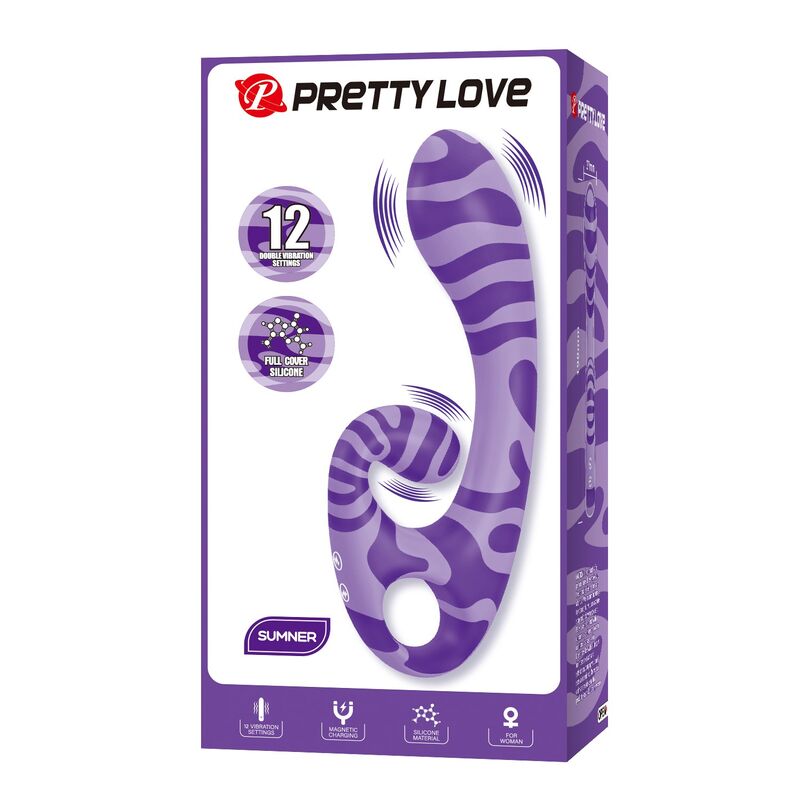 PRETTY LOVE - SUMMER DOPPEL-VIBRATOR MIT GRIFF 19 CM Ø 3,5 CM LILA