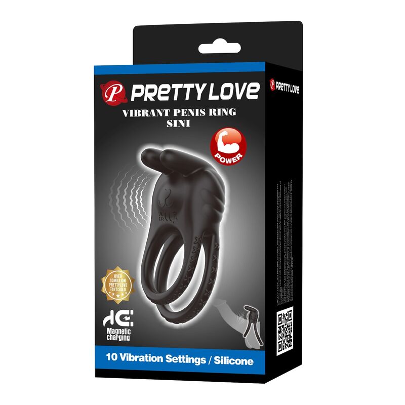 PRETTY LOVE – SINI WIEDERAUFLADBARER VIBRATIONS-PENISRING MIT 10 FUNKTIONEN, SCHWARZ