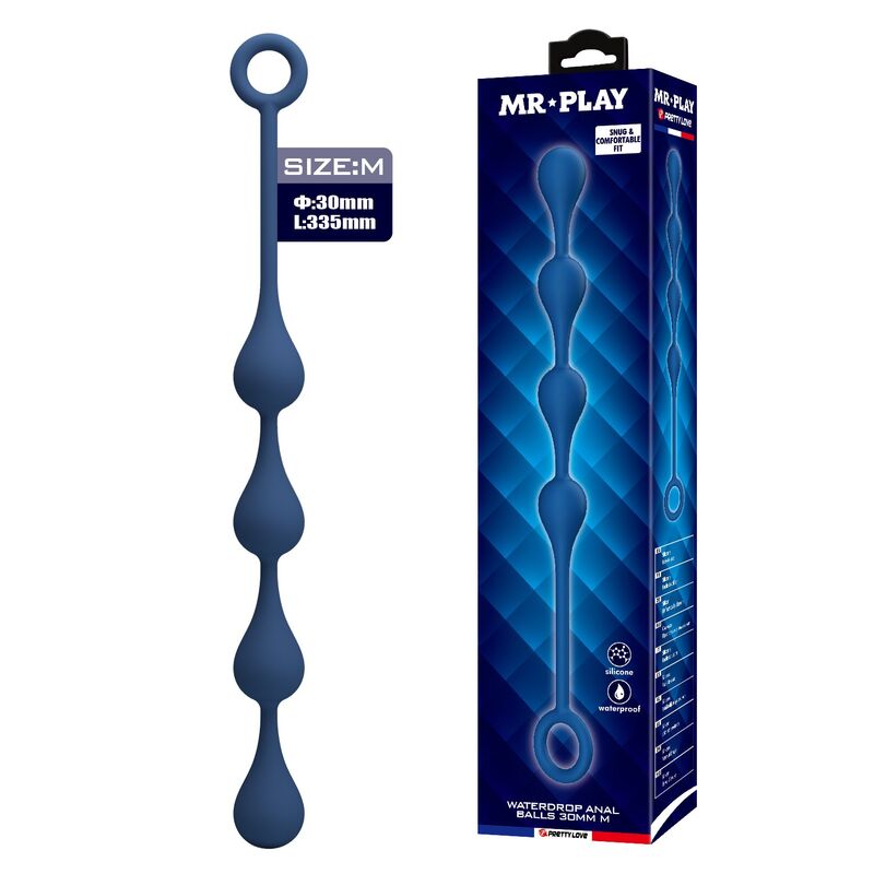 MR PLAY – BLAUE SILIKON-ANALPOLSTER, GRÖSSE M, 33 CM
