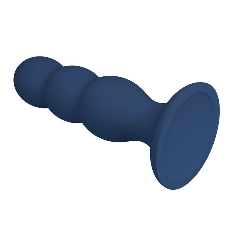 MR PLAY - ANALPLUG MIT METALLKUGELN UND SAUGNAPF, BLAU
