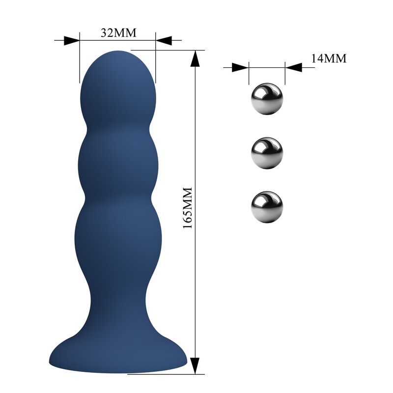 MR PLAY - ANALPLUG MIT METALLKUGELN UND SAUGNAPF, BLAU