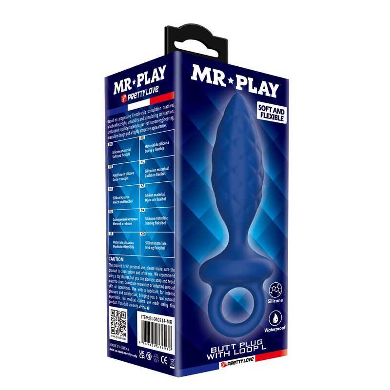 MR PLAY - STRUKTURIERTER ANALPLUG MIT RING BLAU L