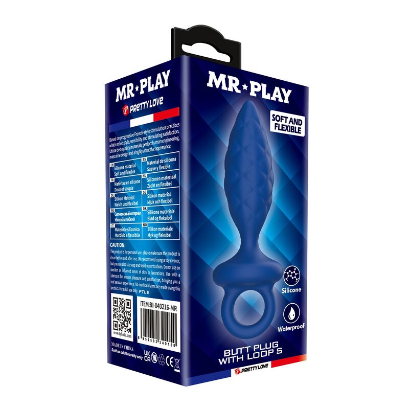 MR PLAY - STRUKTURIERTER ANALPLUG MIT RING BLAU S